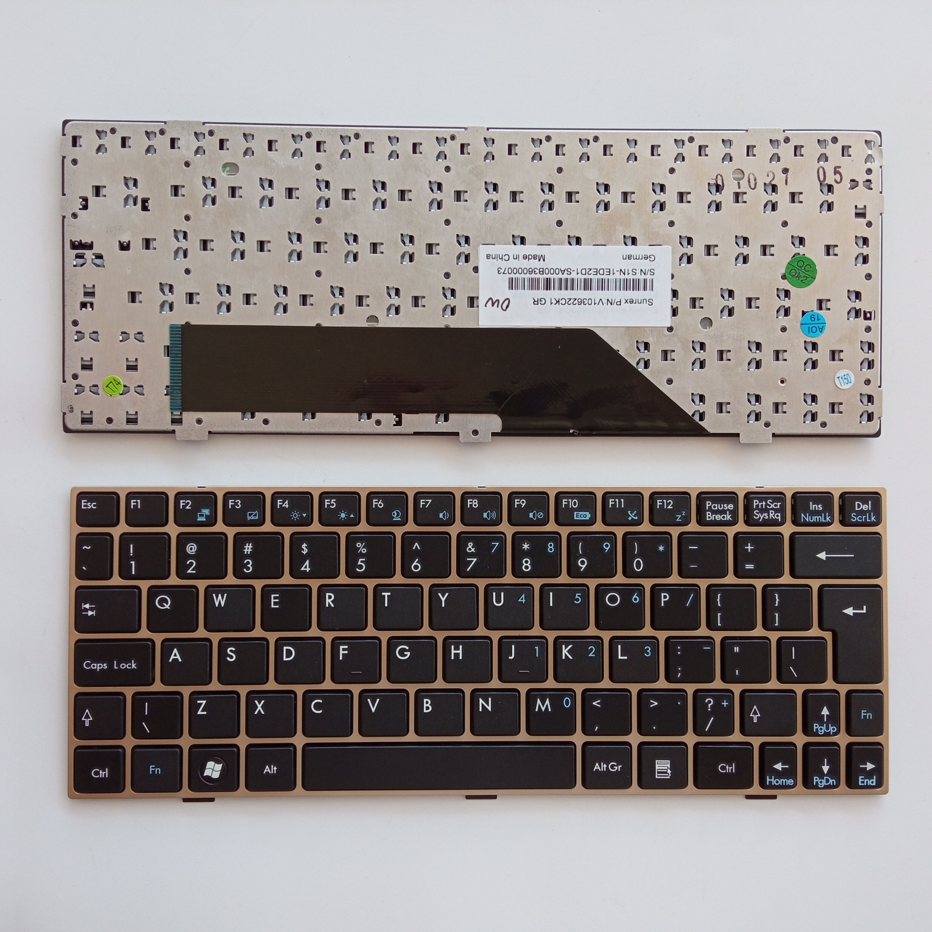 Picture of New Replacement Laptop Keyboard For MSI U135 BLACK FRAME GOLD (OEM) UI Layout